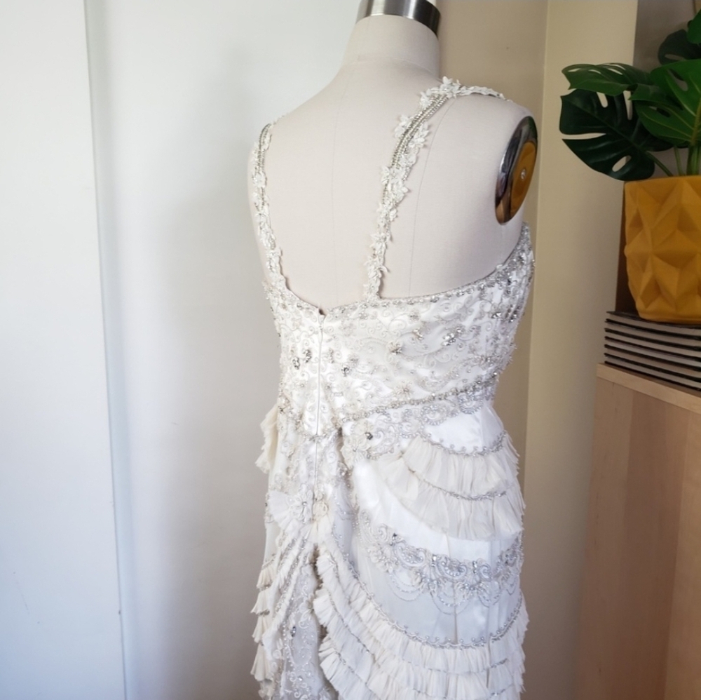 Lazaro 3059 Beaded Embellished Art Deco Wedding Gown Size 14 - Picture 10 of 16